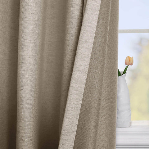 Frank Room Darkening Linen Blend Curtains Heavy Weight Thermal Blackout Drapes Grommet - Cololeaf -- #01 Ivory White