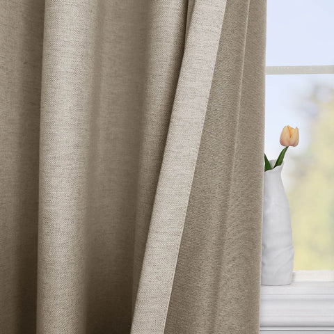 Frank Heavyweight Linen Blend Blackout Curtains - Thermal Insulated, Room Darkening, Pinch Pleat Drapes - Cololeaf