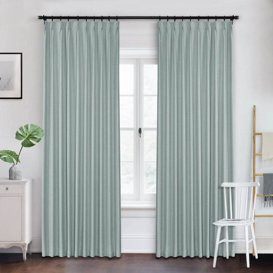 Frank Heavyweight Linen Blend Blackout Curtains - Thermal Insulated, Room Darkening, Pinch Pleat Drapes - Cololeaf