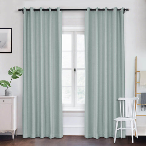 Frank Room Darkening Linen Blend Curtains Heavy Weight Thermal Blackout Drapes Grommet - Cololeaf -- #01 Ivory White