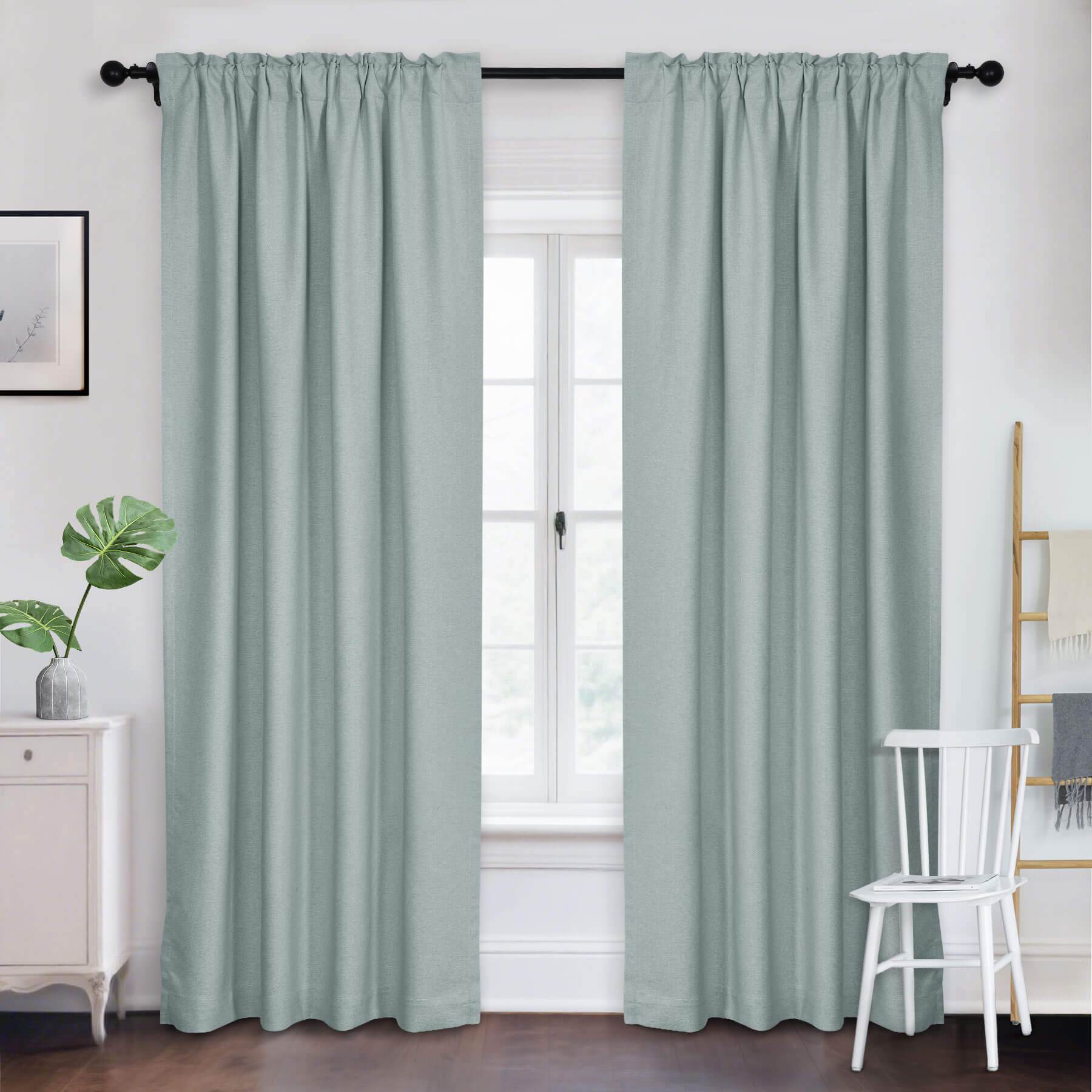 Frank Room Darkening Linen Blend Curtains Heavy Weight Thermal Blackout Drapes Back Tab & Rod Pocket - Cololeaf -- #07 Sand Beige