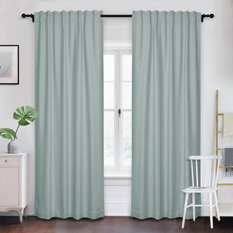 Frank Room Darkening Linen Blend Curtains Heavy Weight Thermal Blackout Drapes Back Tab & Rod Pocket - Cololeaf -- #07 Sand Beige