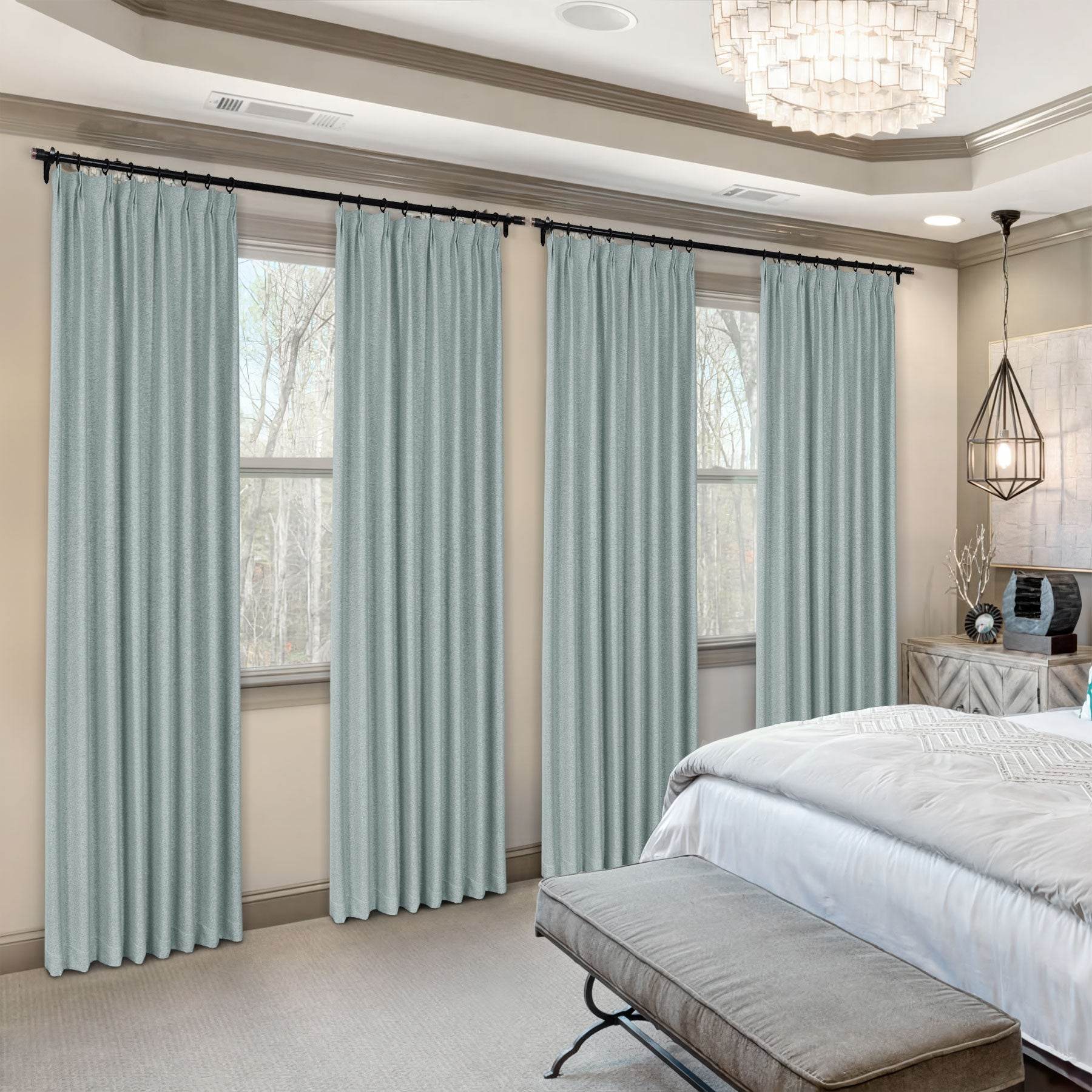 Frank Heavyweight Linen Blend Blackout Curtains - Thermal Insulated, Room Darkening, Pinch Pleat Drapes - Cololeaf