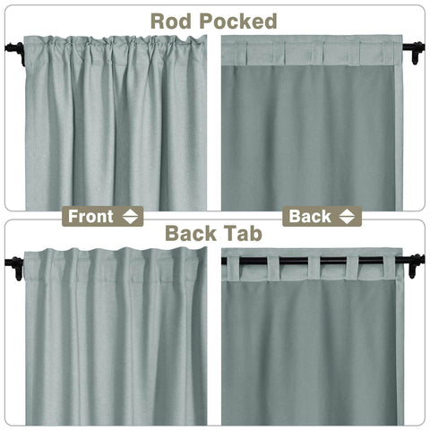 Frank Room Darkening Linen Blend Curtains Heavy Weight Thermal Blackout Drapes Back Tab & Rod Pocket - Cololeaf -- #07 Sand Beige