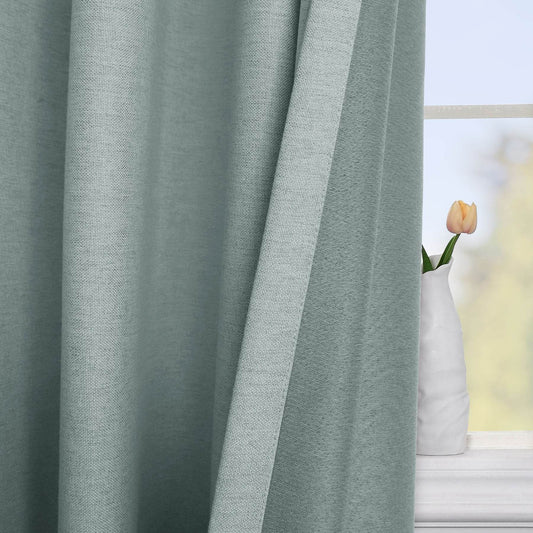 Frank Heavyweight Linen Blend Blackout Curtains - Thermal Insulated, Room Darkening, Pinch Pleat Drapes - Cololeaf