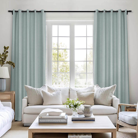Frank Room Darkening Linen Blend Curtains Heavy Weight Thermal Blackout Drapes Grommet - Cololeaf -- #01 Ivory White