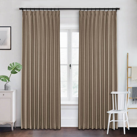 Frank Heavyweight Linen Blend Blackout Curtains - Thermal Insulated, Room Darkening, Pinch Pleat Drapes - Cololeaf