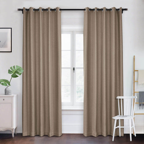 Frank Room Darkening Linen Blend Curtains Heavy Weight Thermal Blackout Drapes Grommet - Cololeaf -- #01 Ivory White