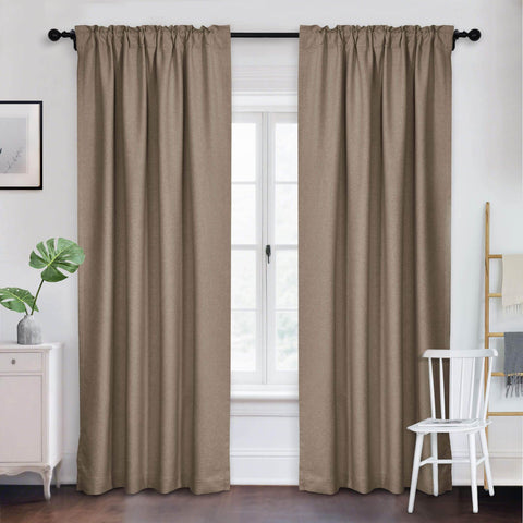 Frank Room Darkening Linen Blend Curtains Heavy Weight Thermal Blackout Drapes Back Tab & Rod Pocket - Cololeaf -- #07 Sand Beige