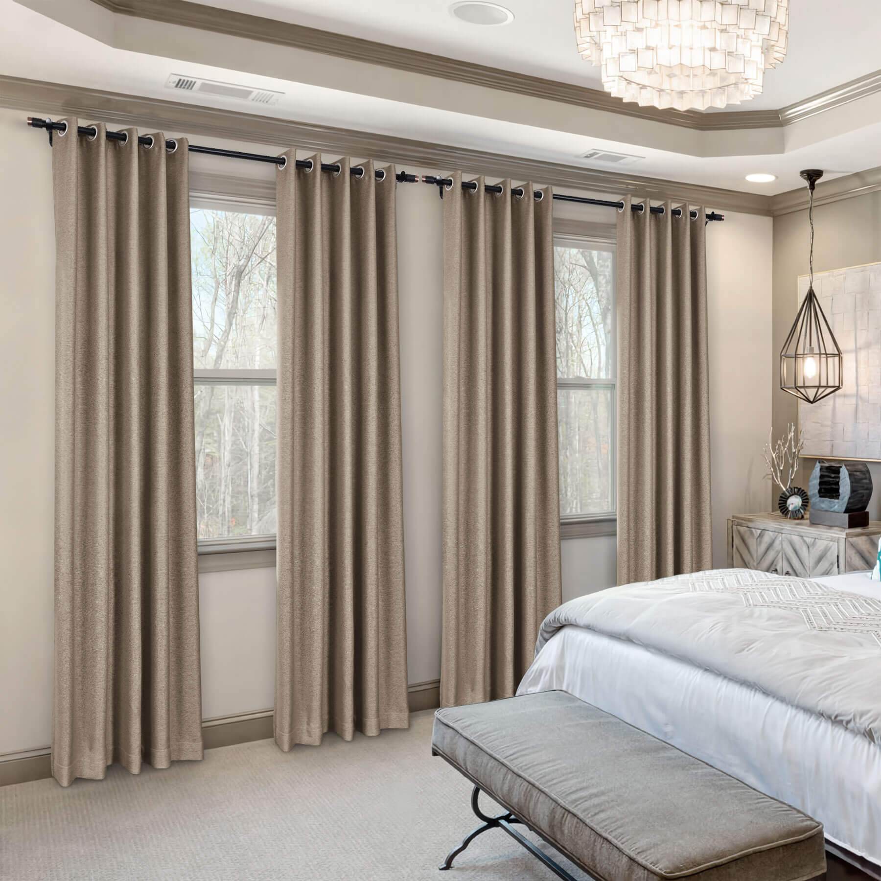 Frank Room Darkening Linen Blend Curtains Heavy Weight Thermal Blackout Drapes Grommet - Cololeaf -- #01 Ivory White