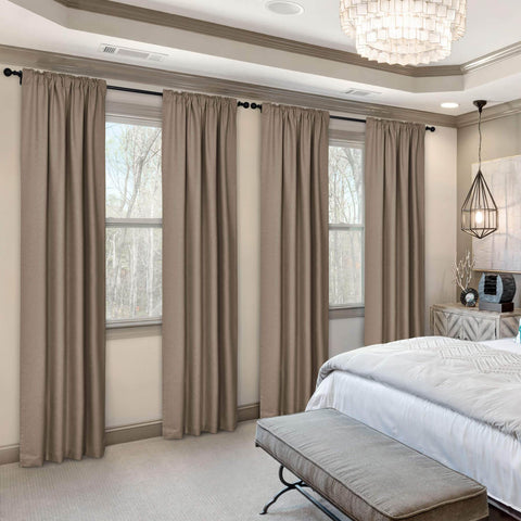 Frank Room Darkening Linen Blend Curtains Heavy Weight Thermal Blackout Drapes Back Tab & Rod Pocket - Cololeaf -- #07 Sand Beige