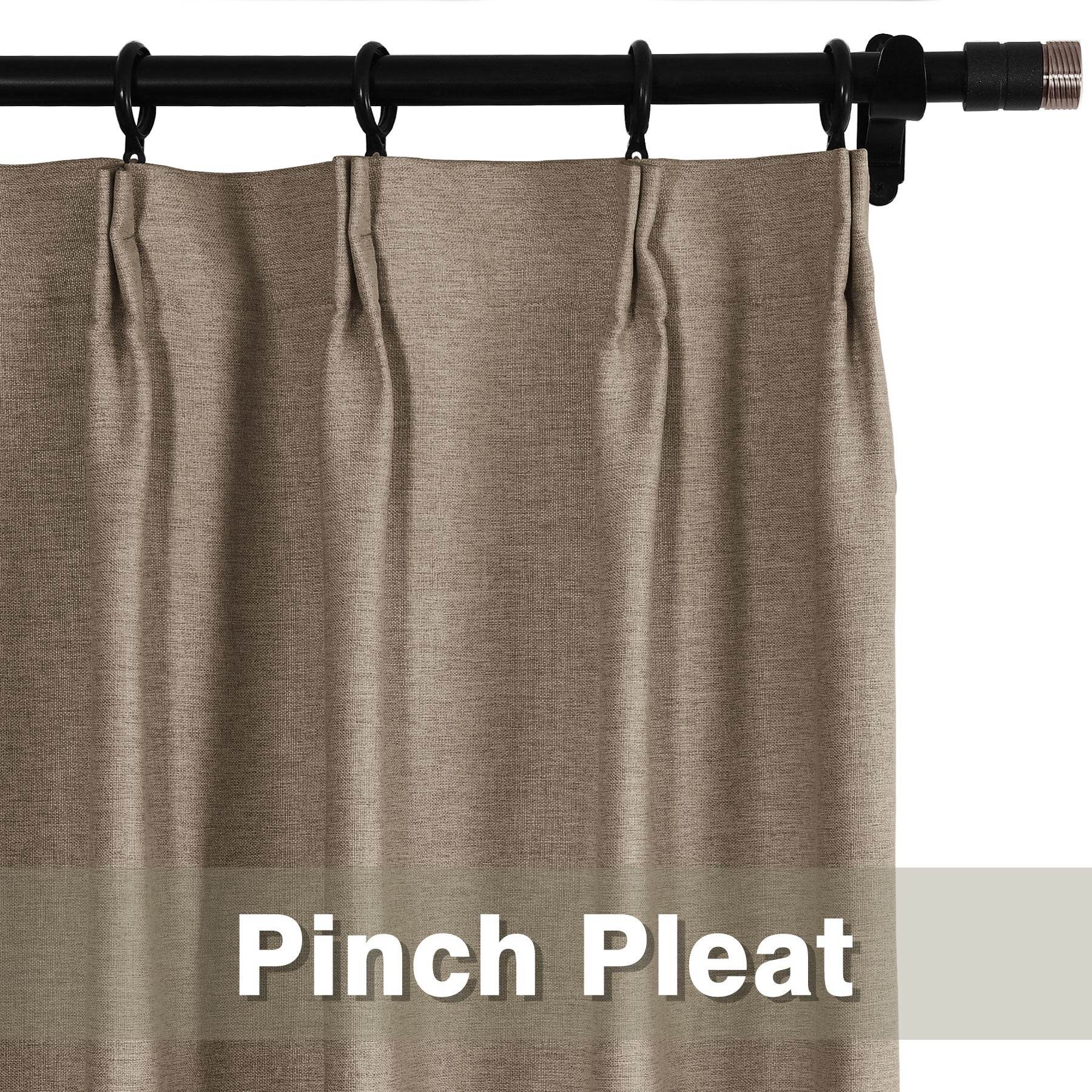 Frank Heavyweight Linen Blend Blackout Curtains - Thermal Insulated, Room Darkening, Pinch Pleat Drapes - Cololeaf