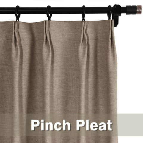 Frank Heavyweight Linen Blend Blackout Curtains - Thermal Insulated, Room Darkening, Pinch Pleat Drapes - Cololeaf -- #01 Ivory White