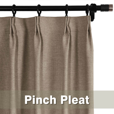Frank Heavyweight Linen Blend Blackout Curtains - Thermal Insulated, Room Darkening, Pinch Pleat Drapes - Cololeaf