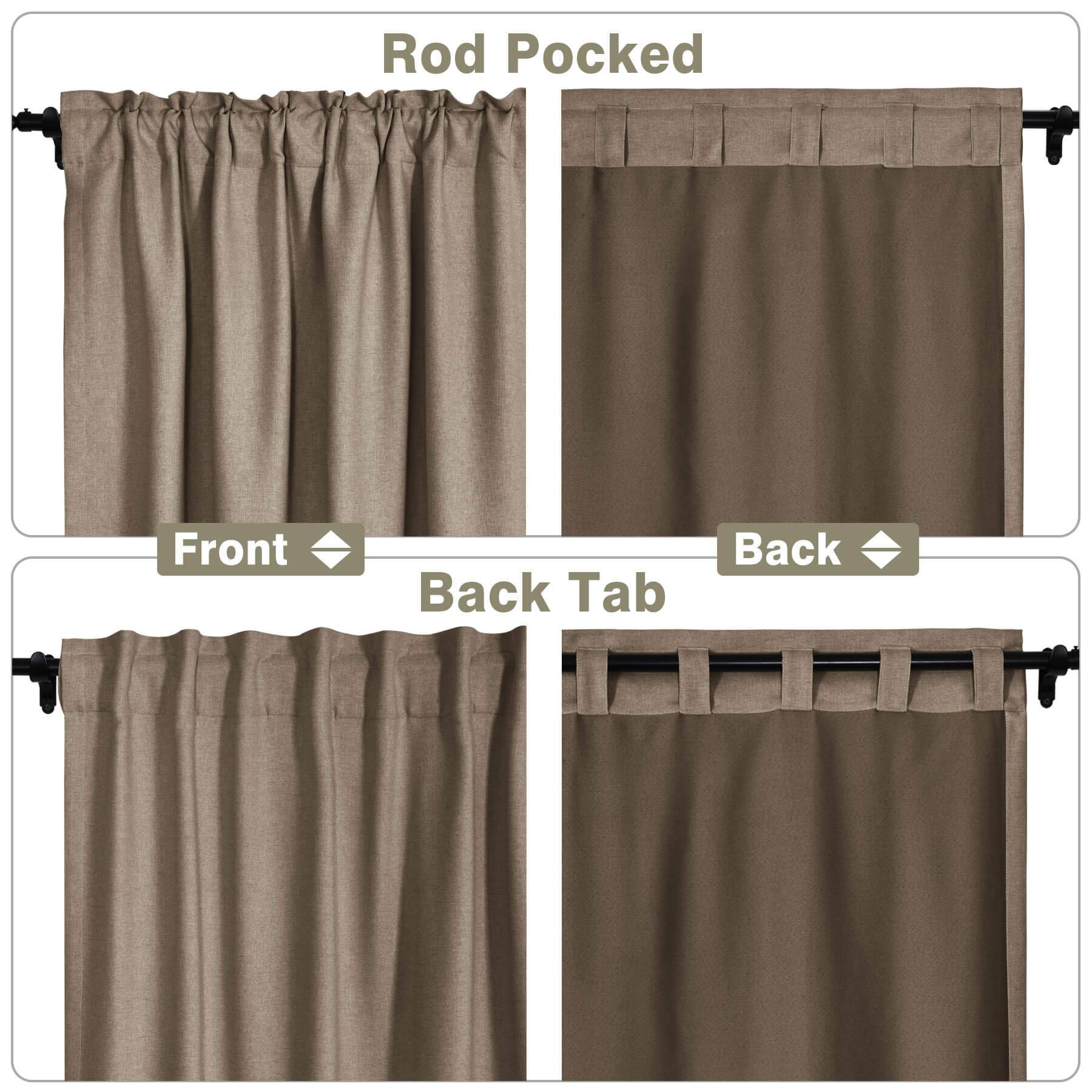 Frank Room Darkening Linen Blend Curtains Heavy Weight Thermal Blackout Drapes Back Tab & Rod Pocket - Cololeaf -- #07 Sand Beige