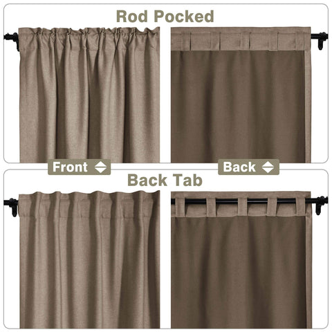 Frank Room Darkening Linen Blend Curtains Heavy Weight Thermal Blackout Drapes Back Tab & Rod Pocket - Cololeaf -- #07 Sand Beige