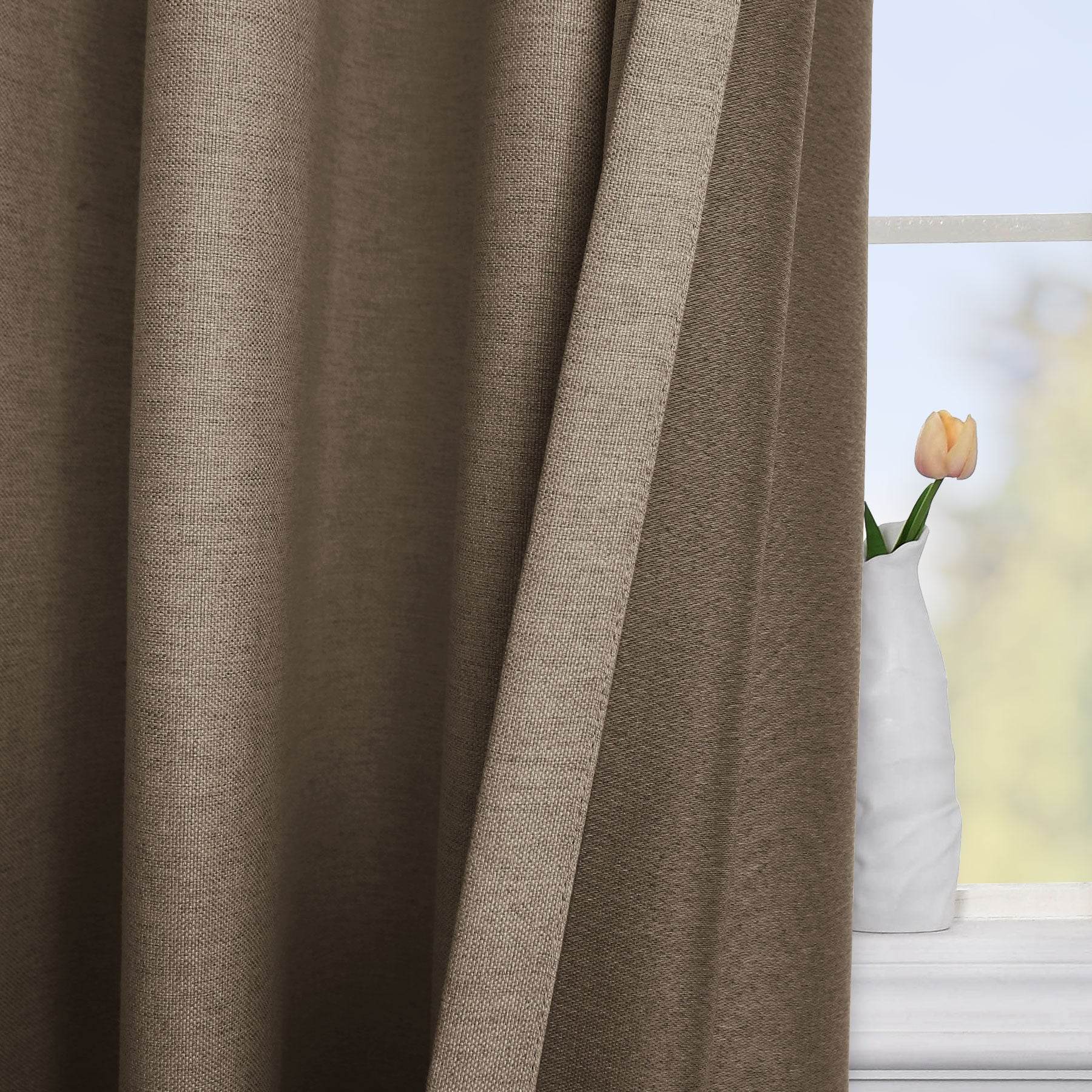 Frank Heavyweight Linen Blend Blackout Curtains - Thermal Insulated, Room Darkening, Pinch Pleat Drapes - Cololeaf