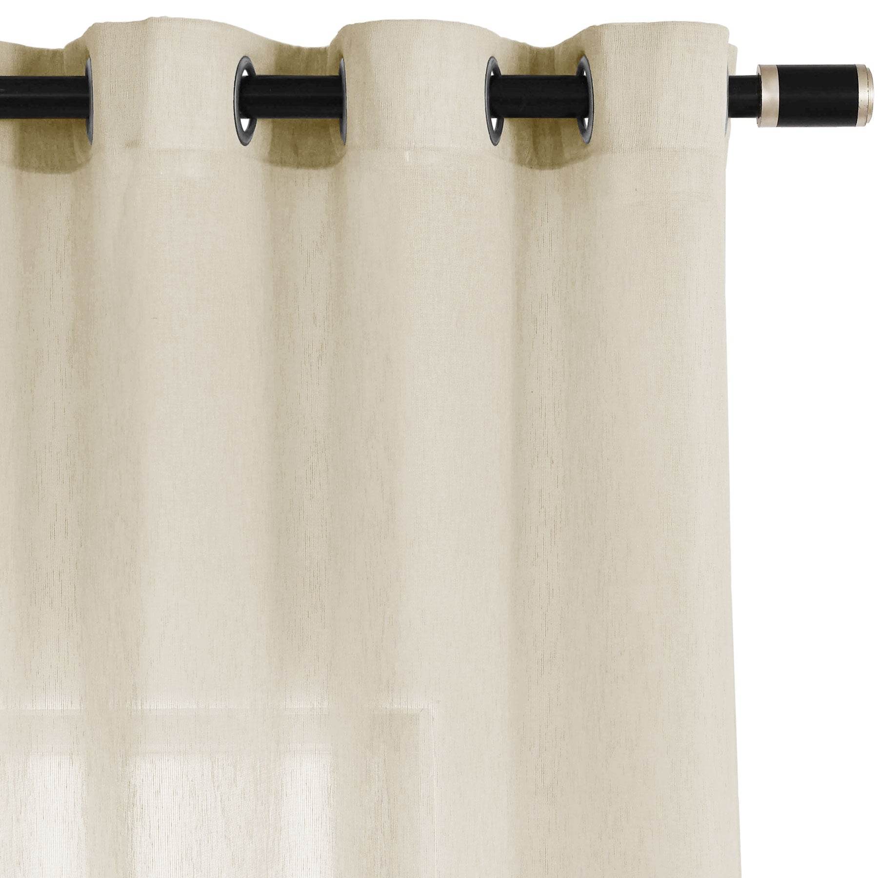 B11 Sheer Vertical Stripe Linen Blend Light Filtering Curtain Grommet - Cololeaf