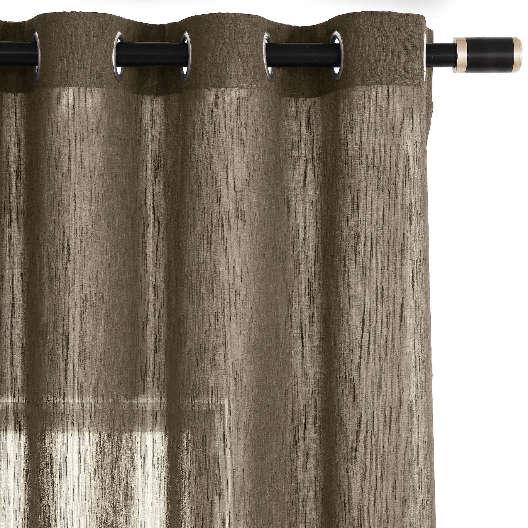 B11 Sheer Vertical Stripe Linen Blend Light Filtering Curtain Grommet - Cololeaf