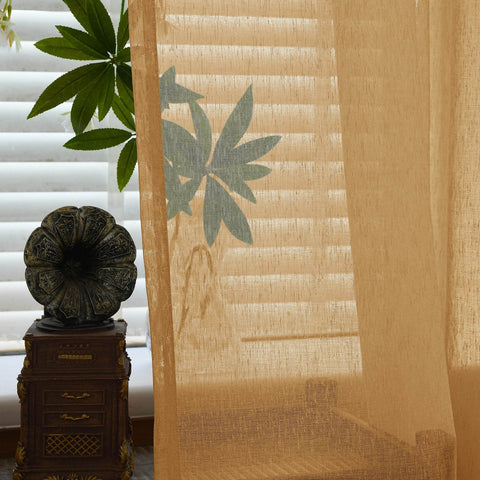 B11 Sheer Vertical Stripe Linen Blend Light Filtering Curtain Pinch Pleat - Cololeaf
