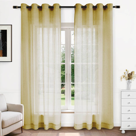 B11 Sheer Vertical Stripe Linen Blend Light Filtering Curtain Grommet - Cololeaf