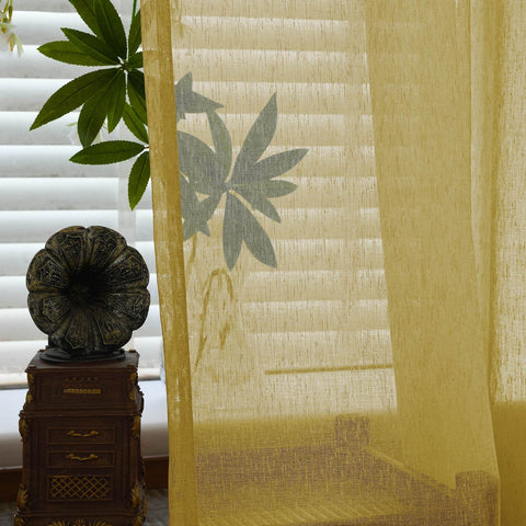 B11 Sheer Vertical Stripe Linen Blend Light Filtering Curtain Grommet - Cololeaf