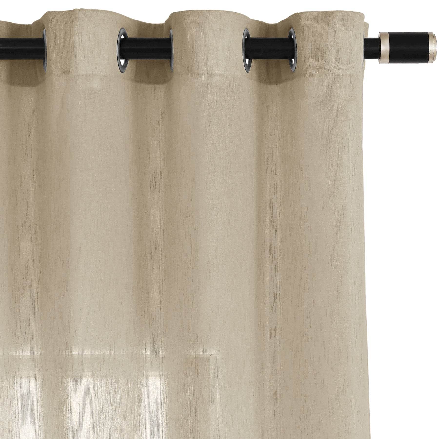 B11 Sheer Vertical Stripe Linen Blend Light Filtering Curtain Grommet - Cololeaf