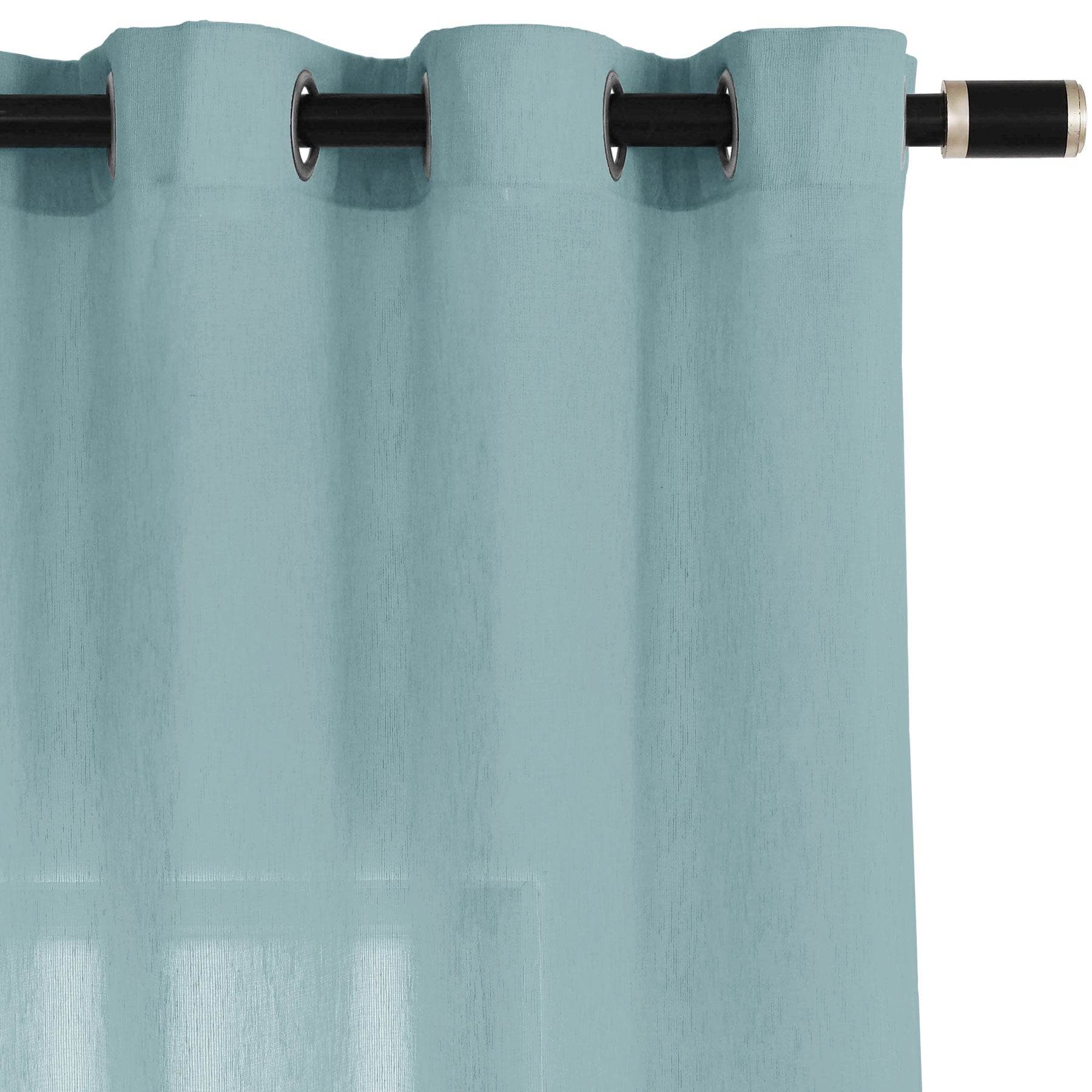 B11 Sheer Vertical Stripe Linen Blend Light Filtering Curtain Grommet - Cololeaf