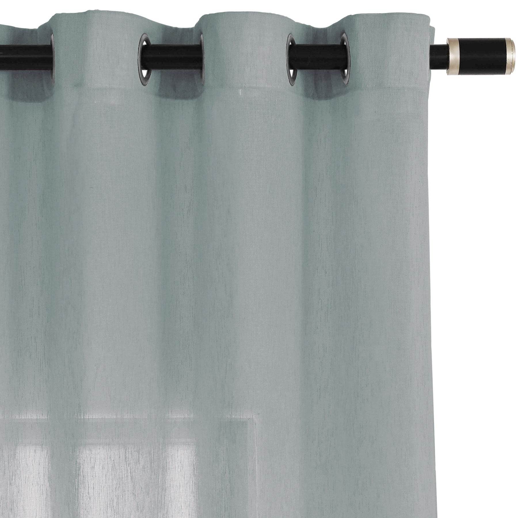 B11 Sheer Vertical Stripe Linen Blend Light Filtering Curtain Grommet - Cololeaf