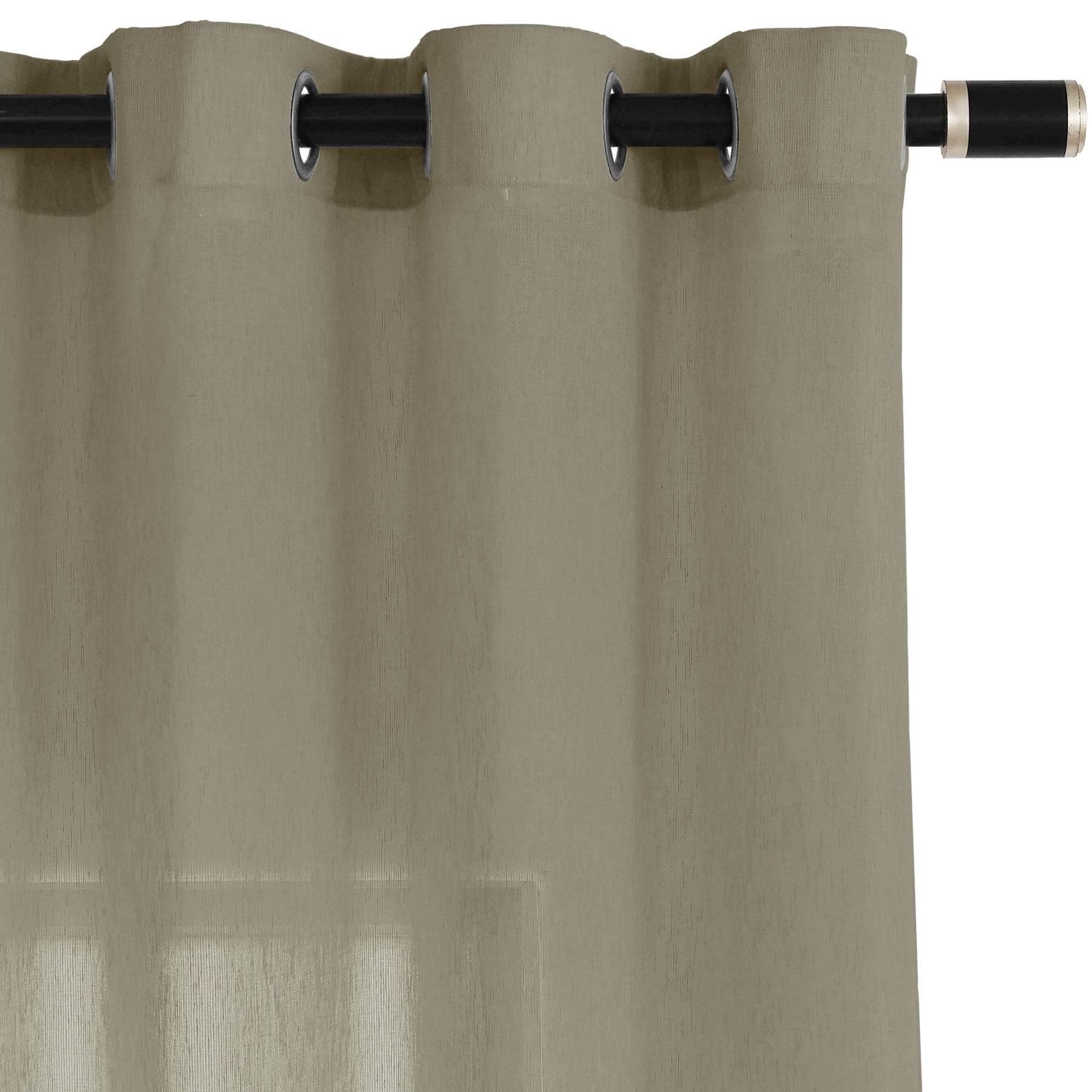 B11 Sheer Vertical Stripe Linen Blend Light Filtering Curtain Grommet - Cololeaf