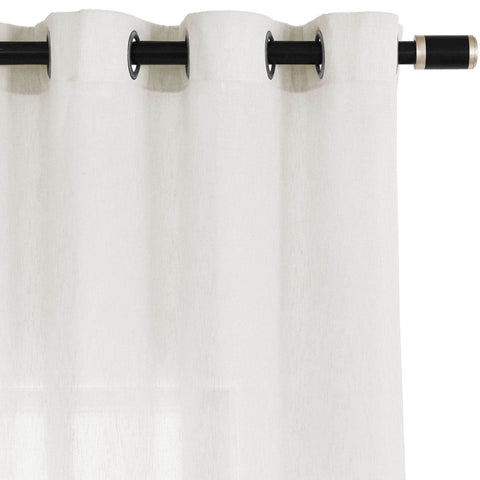 B11 Sheer Vertical Stripe Linen Blend Light Filtering Curtain Grommet - Cololeaf