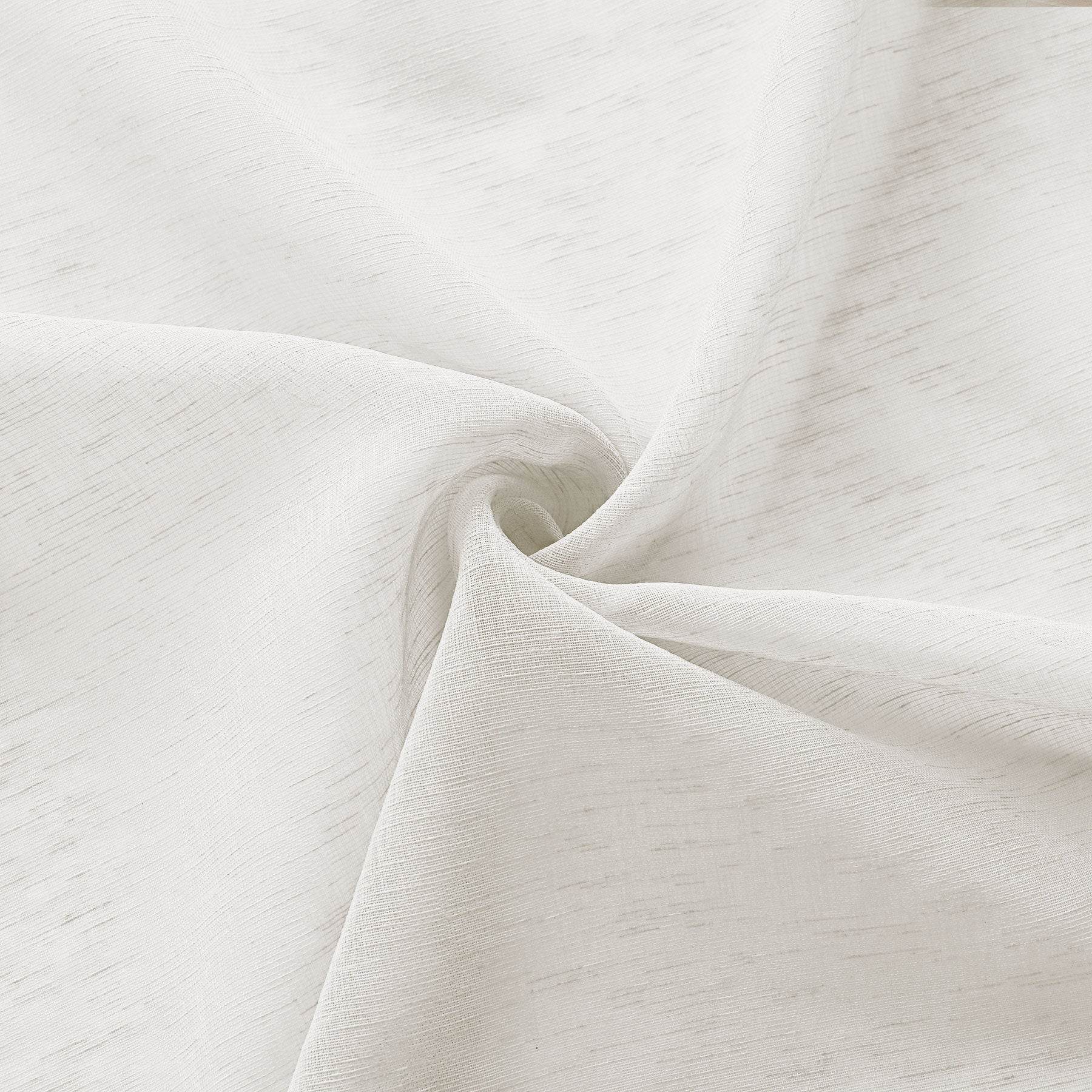 B11 Sheer Vertical Stripe Linen Blend Light Filtering Curtain Pinch Pleat - Cololeaf