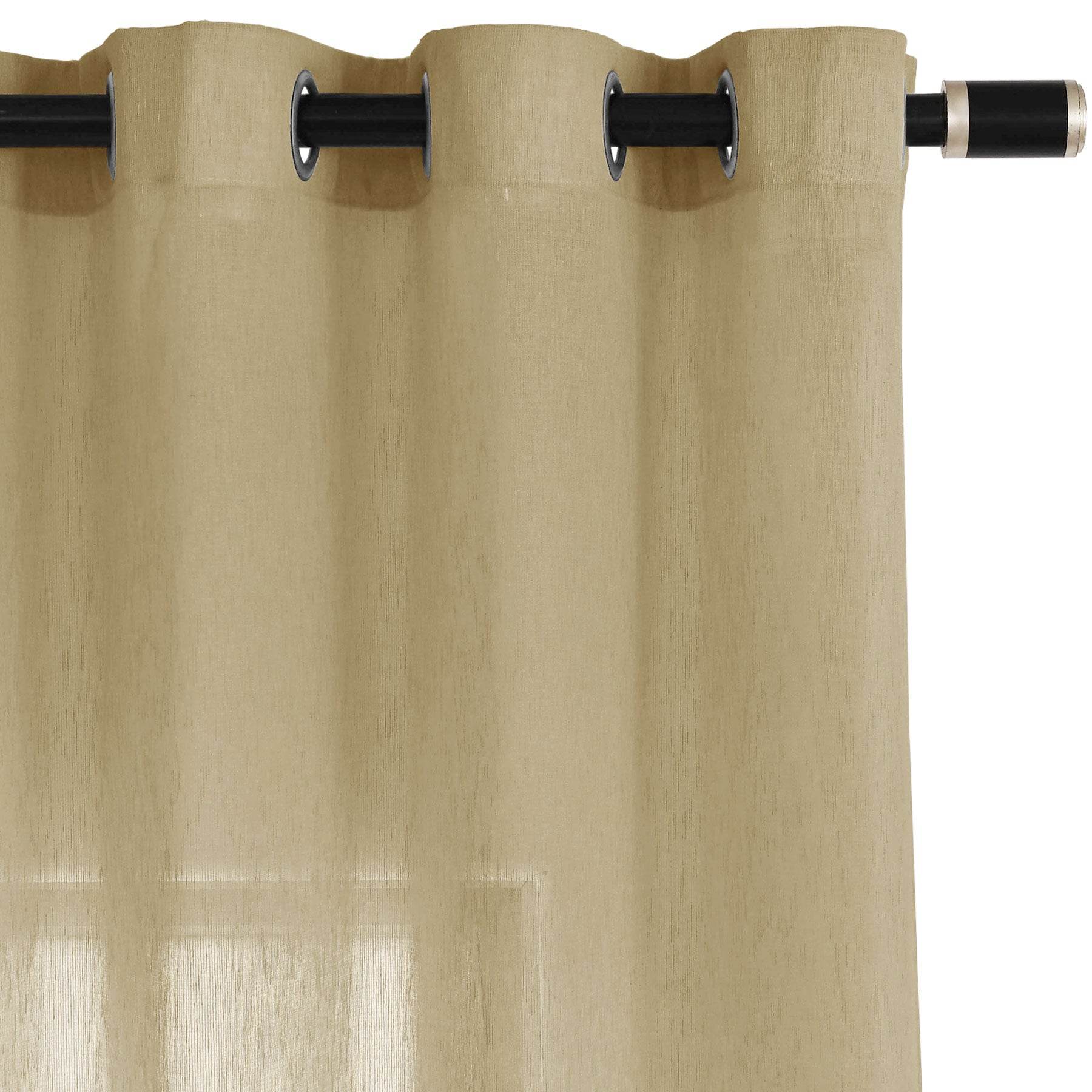B11 Sheer Vertical Stripe Linen Blend Light Filtering Curtain Grommet - Cololeaf