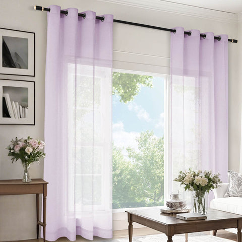 B11 Sheer Vertical Stripe Linen Blend Light Filtering Curtain Grommet - Cololeaf