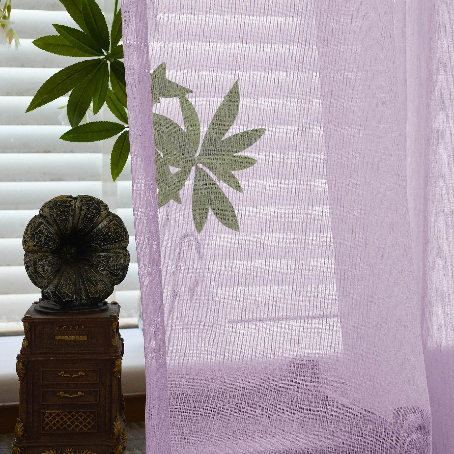 B11 Sheer Vertical Stripe Linen Blend Light Filtering Curtain Grommet - Cololeaf