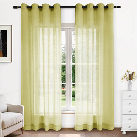 B11 Sheer Vertical Stripe Linen Blend Light Filtering Curtain Grommet - Cololeaf