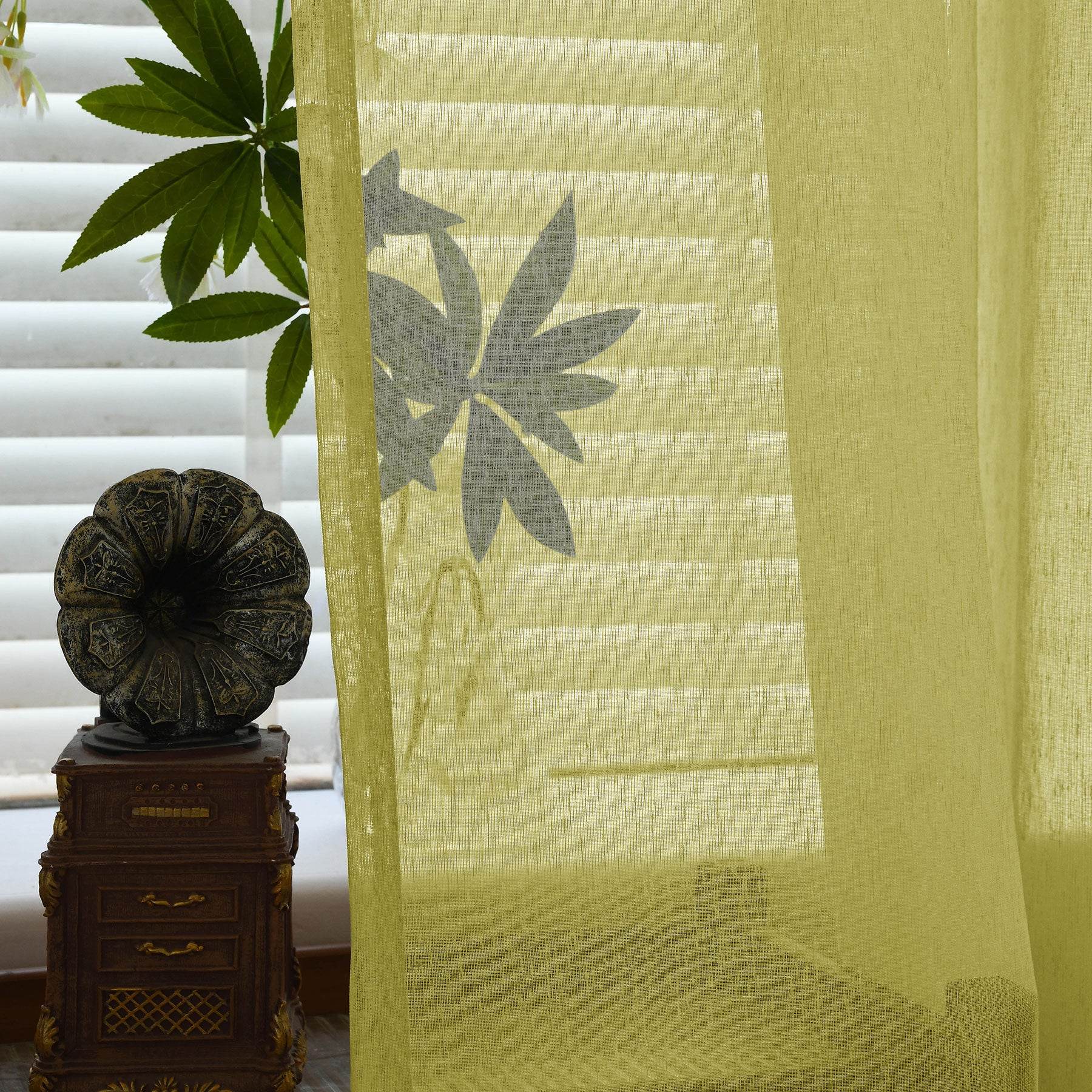 B11 Sheer Vertical Stripe Linen Blend Light Filtering Curtain Grommet - Cololeaf