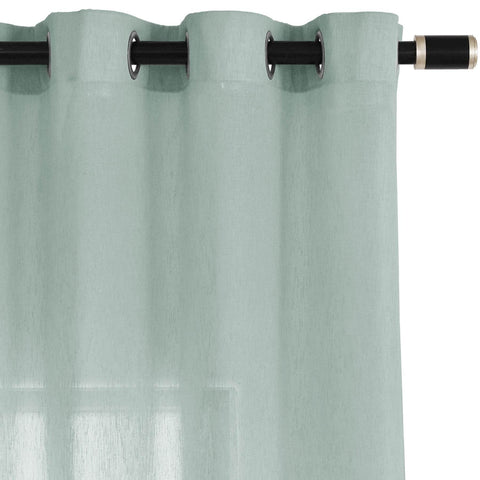 B11 Sheer Vertical Stripe Linen Blend Light Filtering Curtain Grommet - Cololeaf