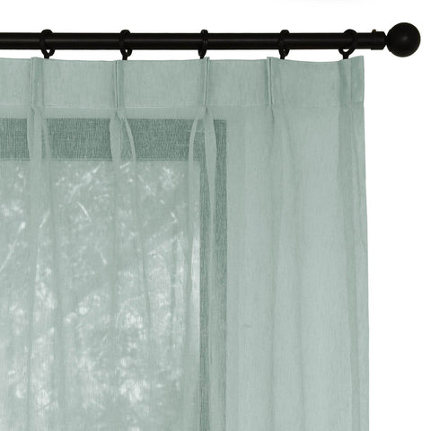B11 Sheer Vertical Stripe Linen Blend Light Filtering Curtain Pinch Pleat - Cololeaf