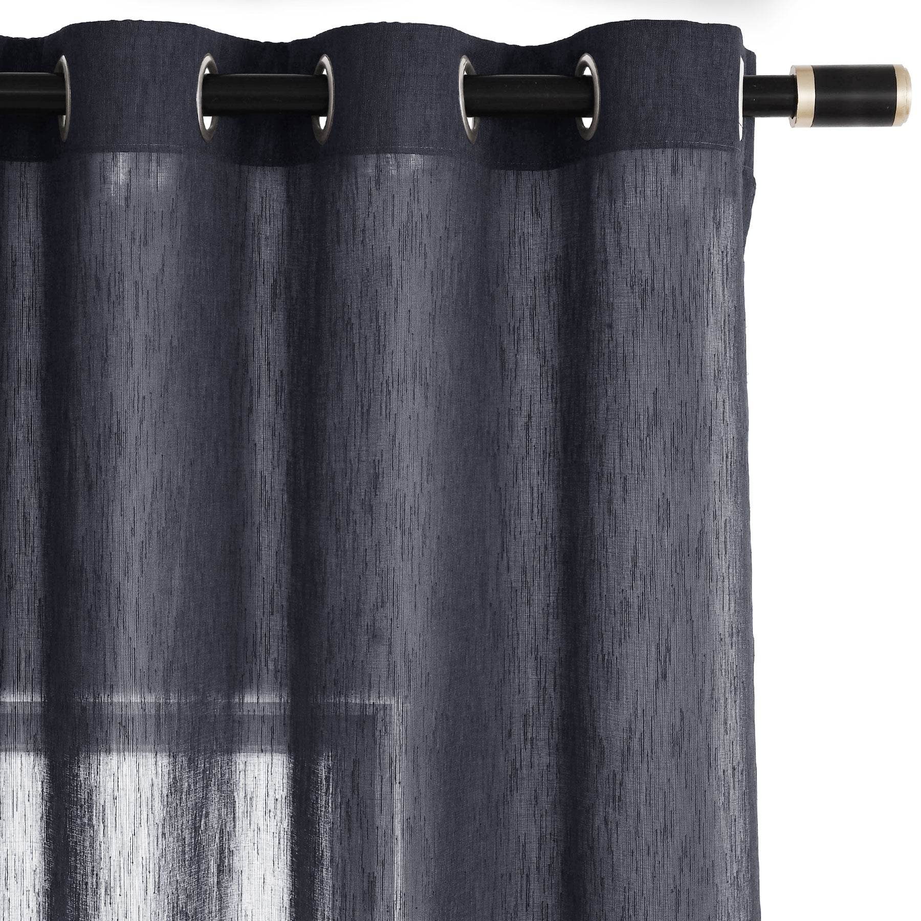 B11 Sheer Vertical Stripe Linen Blend Light Filtering Curtain Grommet - Cololeaf