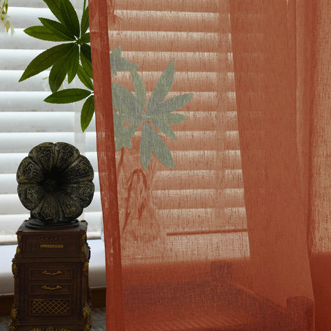 B11 Sheer Vertical Stripe Linen Blend Light Filtering Curtain Grommet - Cololeaf