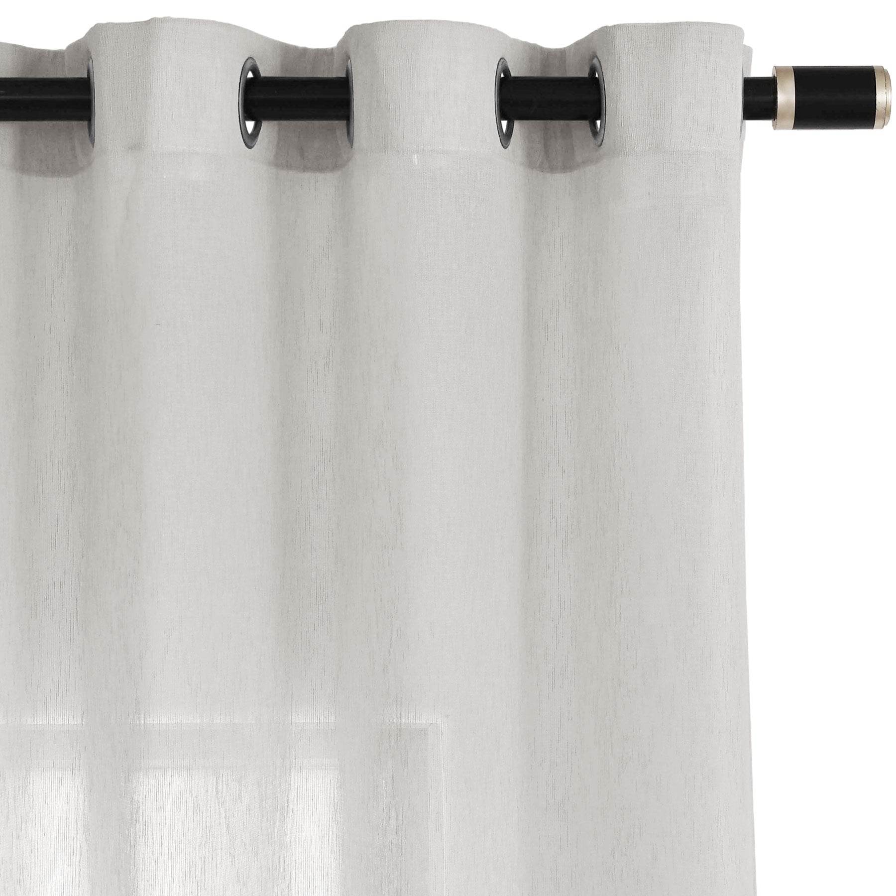 B11 Sheer Vertical Stripe Linen Blend Light Filtering Curtain Grommet - Cololeaf