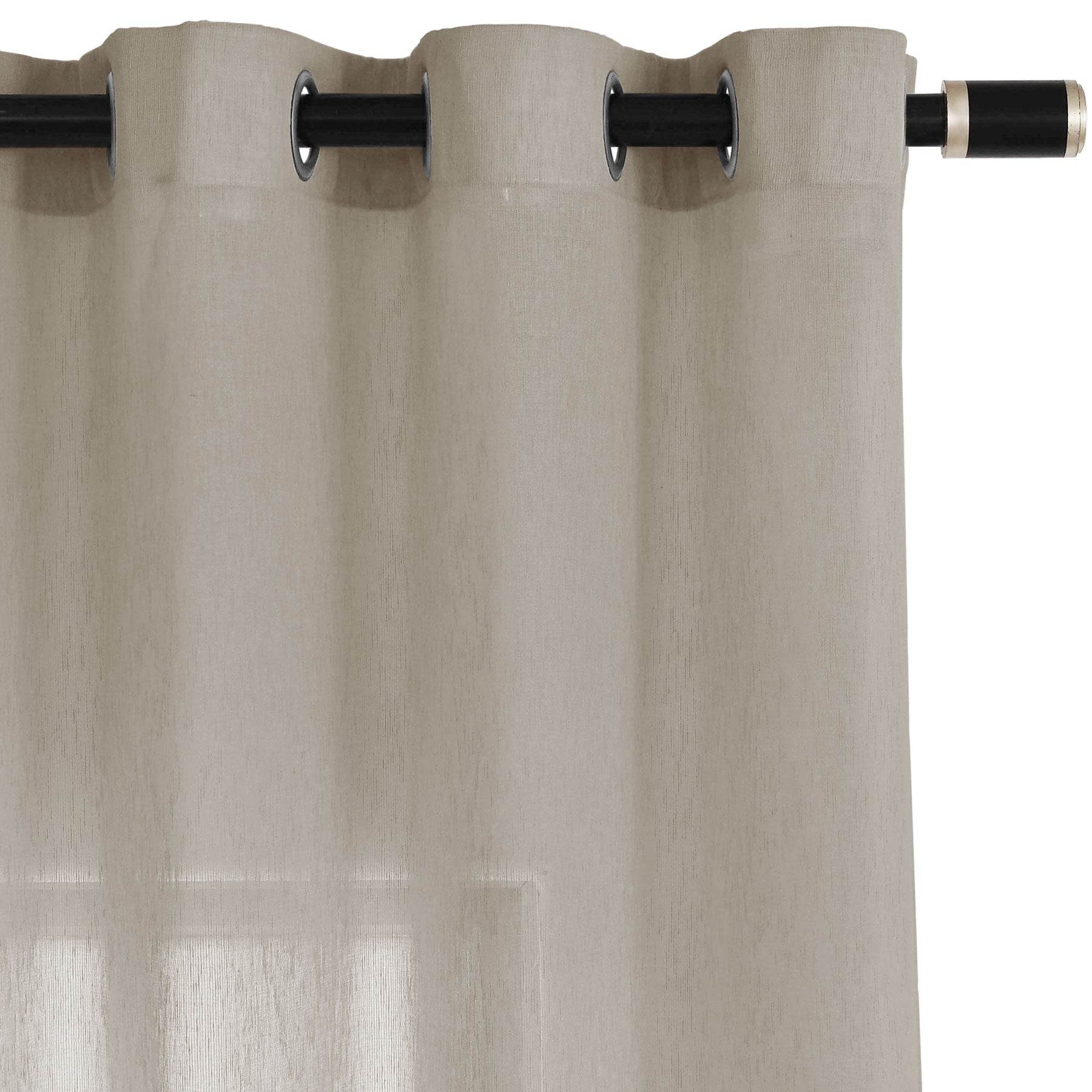 B11 Sheer Vertical Stripe Linen Blend Light Filtering Curtain Grommet - Cololeaf