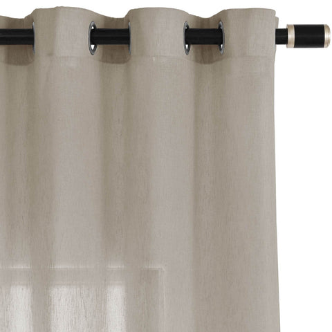 B11 Sheer Vertical Stripe Linen Blend Light Filtering Curtain Grommet - Cololeaf