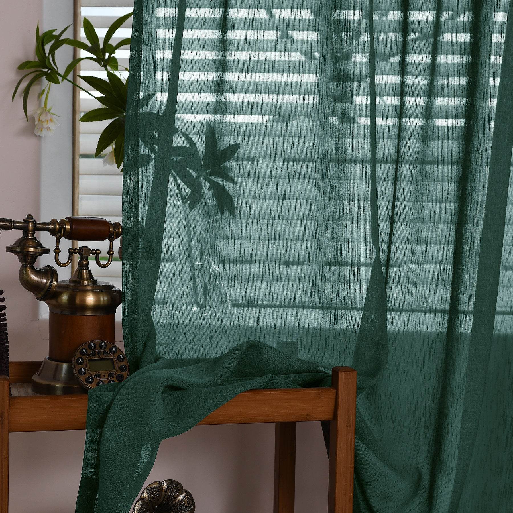 B11 Sheer Vertical Stripe Linen Blend Light Filtering Curtain Grommet - Cololeaf