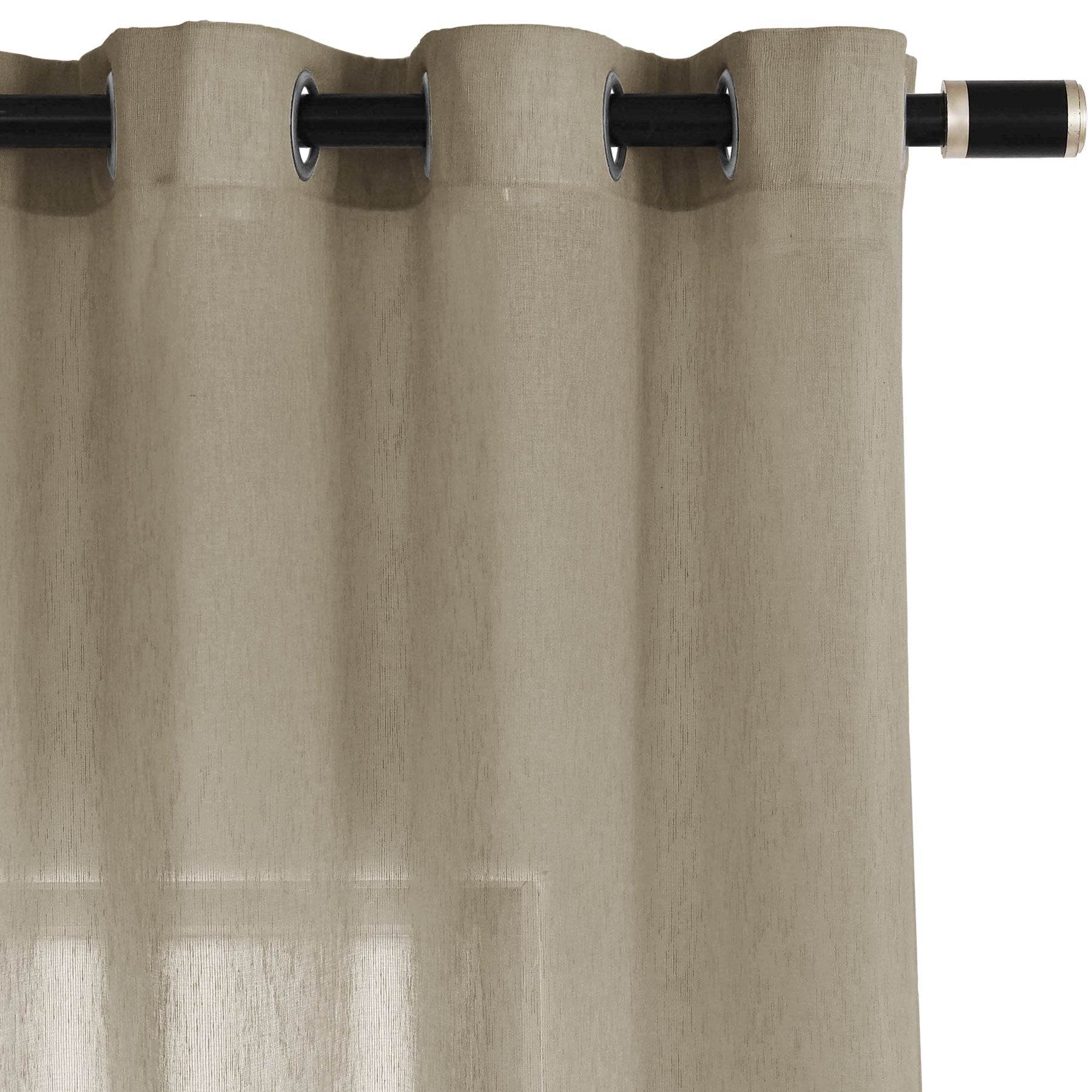 B11 Sheer Vertical Stripe Linen Blend Light Filtering Curtain Grommet - Cololeaf