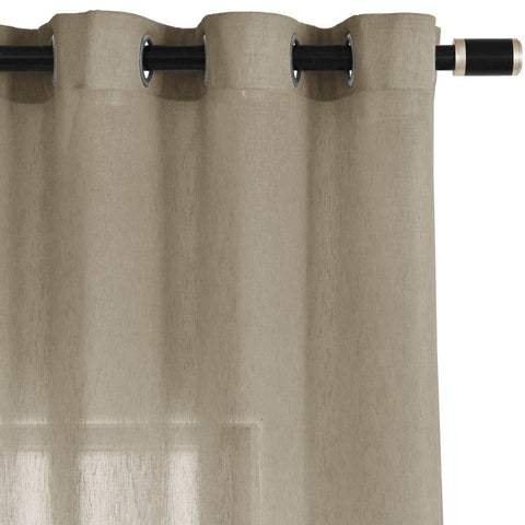 B11 Sheer Vertical Stripe Linen Blend Light Filtering Curtain Grommet - Cololeaf