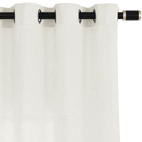 B11 Sheer Vertical Stripe Linen Blend Light Filtering Curtain Grommet - Cololeaf
