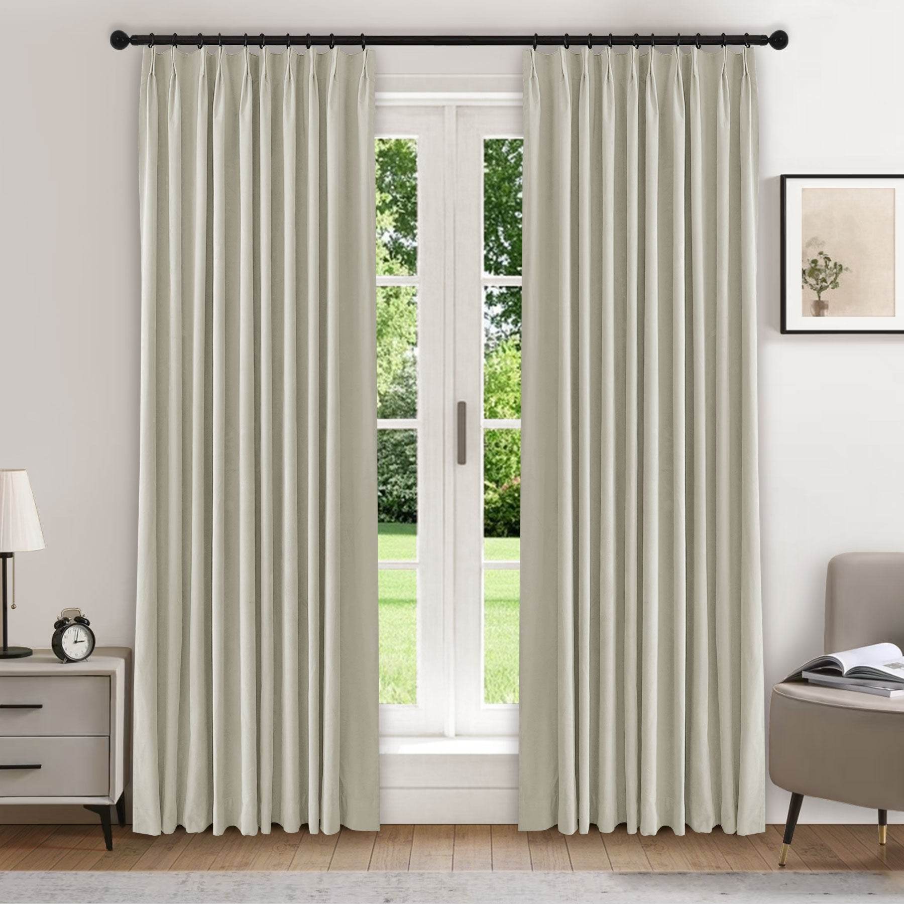 223 Premium 100% Blackout Velvet Drape 280gsm Pinch Pleat - Cololeaf