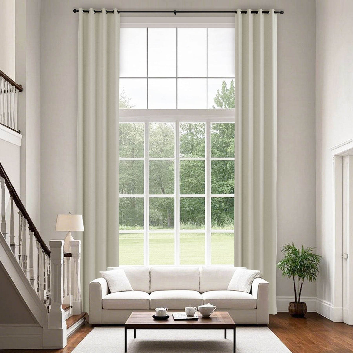 223 Extra Long 100% Blackout Velvet Drape, 280gsm Polyester Grommet - Cololeaf -- #7 Beige